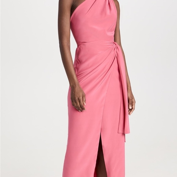 Azeeda Elise Pink Ruched One Shoulder Sheath Dress size XS - Picture 1 of 10